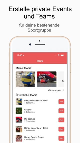 SportJoe Teams anlegen Sportpartner finden